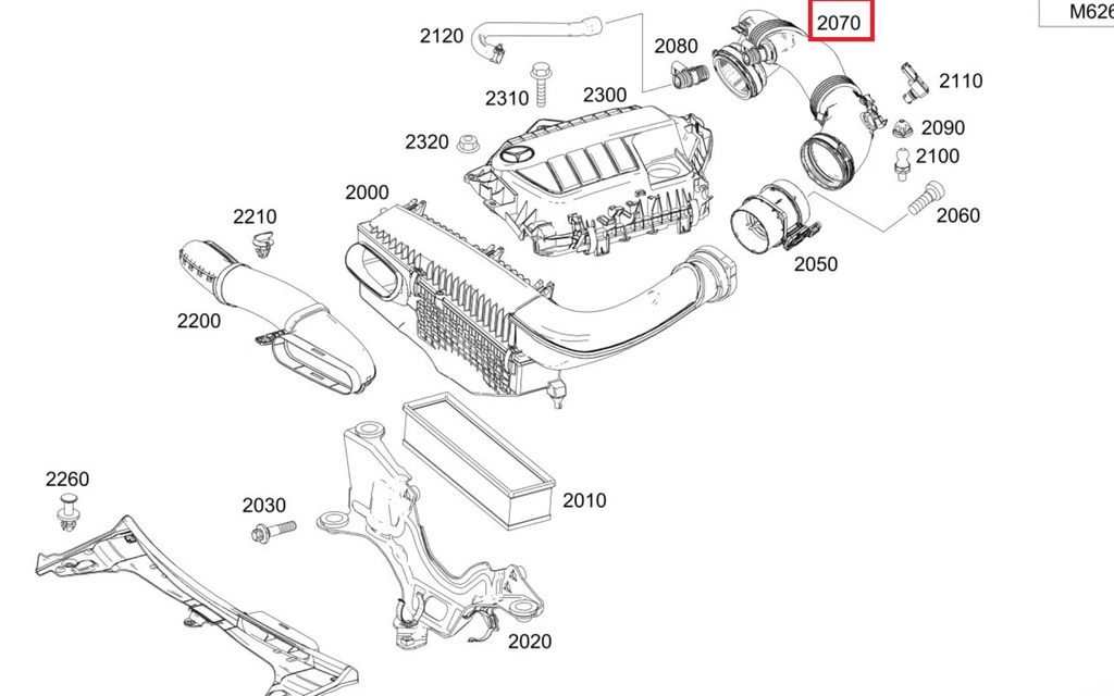 Mercedes W205 OM626 Hava Emiş Hortumu | A6260900137