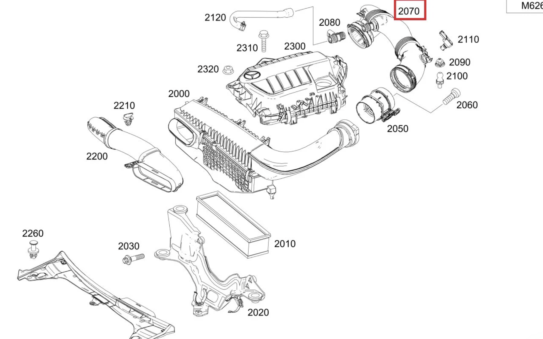 Mercedes W205 OM626 Hava Emiş Hortumu | A6260900137