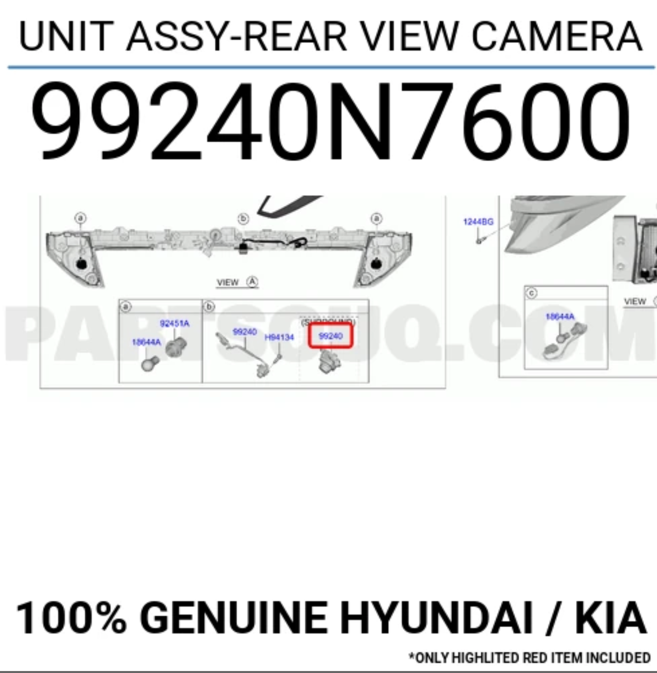 HYUNDAI TUCSON ARKA KAMERA 2020-2024 99240N7600 ORİJİNAL