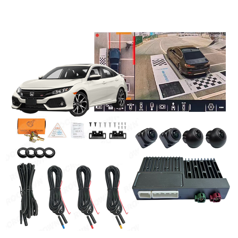 Hesida HD 3D 360 derece görünüm araba kameralar 1080P kaydedici Surround görünüm 4 yollu AI 360 kuş görünümü park sistemi Honda civic CRV